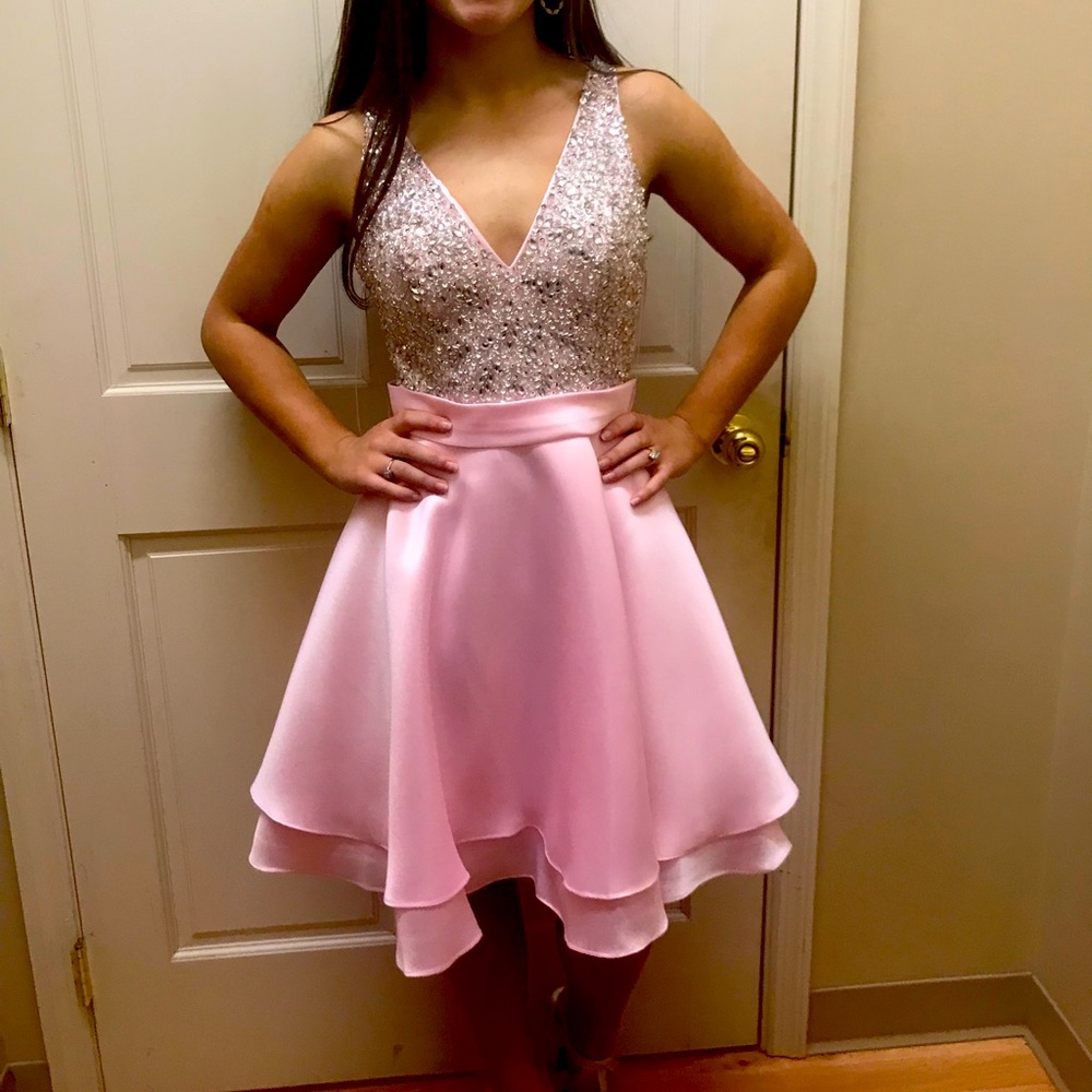 Jovani formal pink dress with beaded bodice